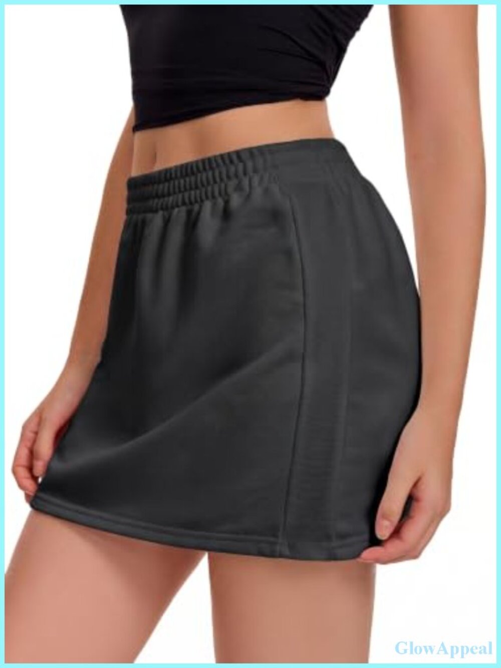 High Waisted Mini Skirt Ribbed Dual Wear Folded Waistband Slimming
